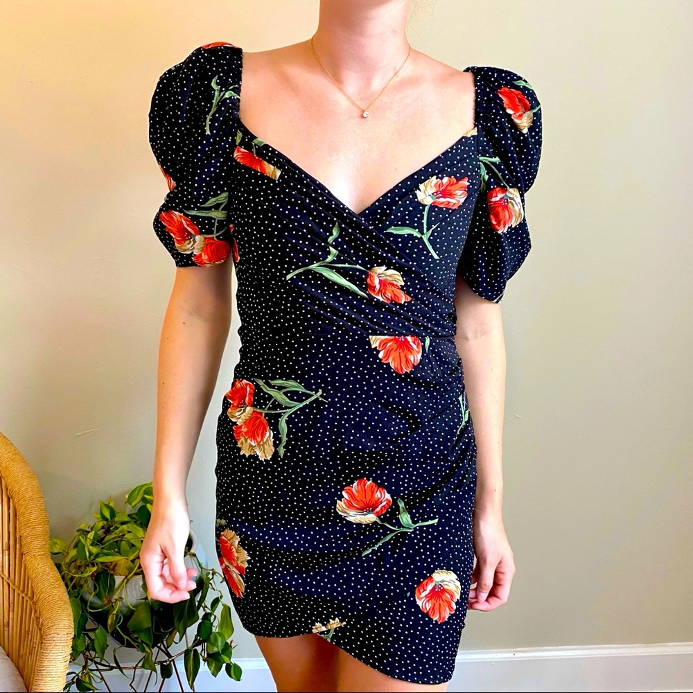 Black Floral and Polka Dot dress